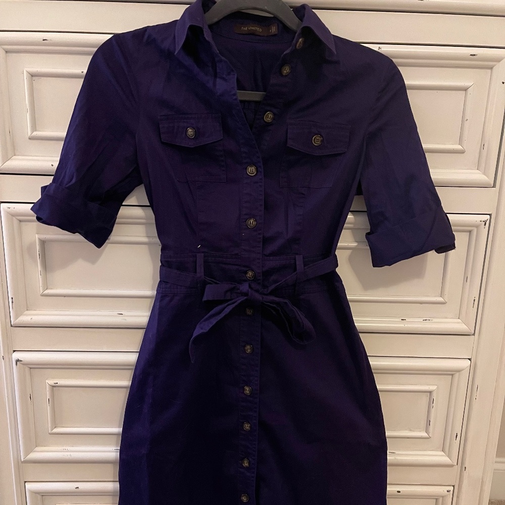 The Limited Purple Button Front Tailored Dress - Size 2
